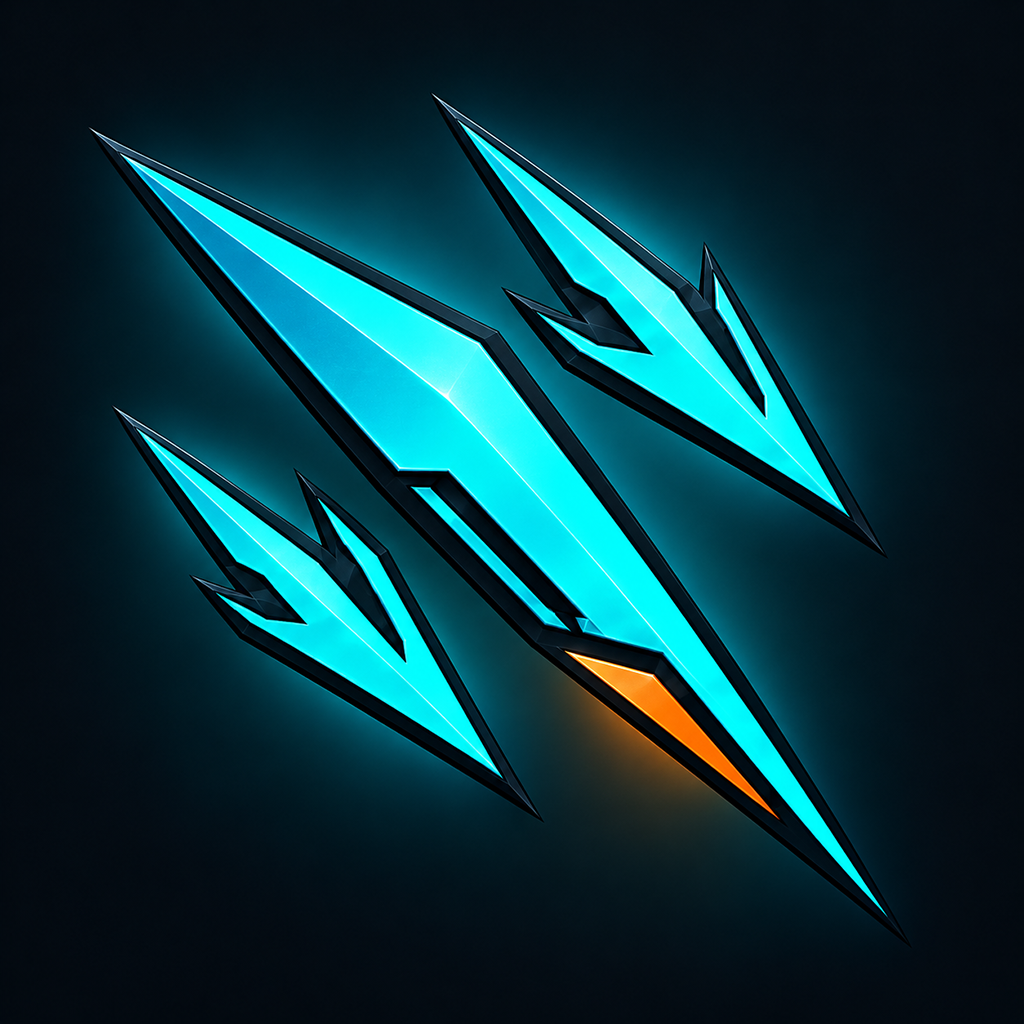 Freefall Armada's three cyan spacecraft emblem